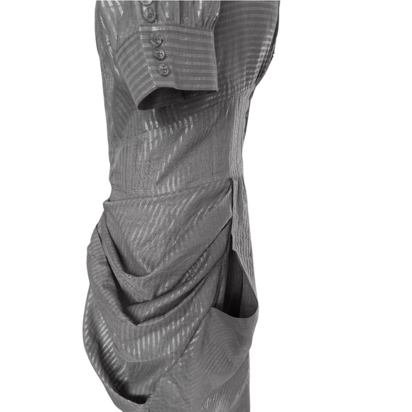 AllSaints Spitalfields “Elma” Metallic Hooded Draped Dress – Size UK 10 (US 6) - Picture 9 of 12